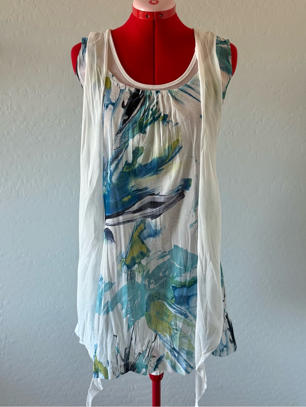 Dolcezza Watercolor Mesh Mini Dress